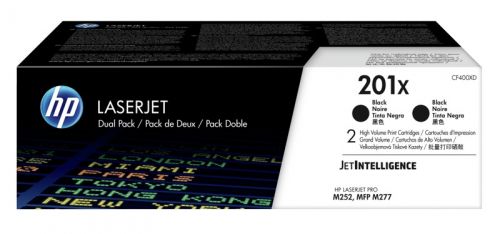 HP 201X Black High Yield Toner Cartridge Twinpack 2 x 2.8K pages (Pack 2) for HP Color LaserJet Pro M252/M274/M277 - CF400XD
