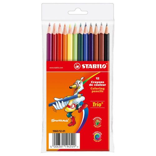 Stabilo Trio Thin Colouring Pencil Assorted Colours (Pack 12)
