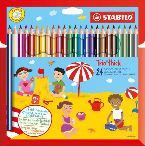 STABILO Trio Thick Colouring Pencil Assorted Colours (Pack 24) - 203/24-01 10437ST Buy online at Office 5Star or contact us Tel 01594 810081 for assistance