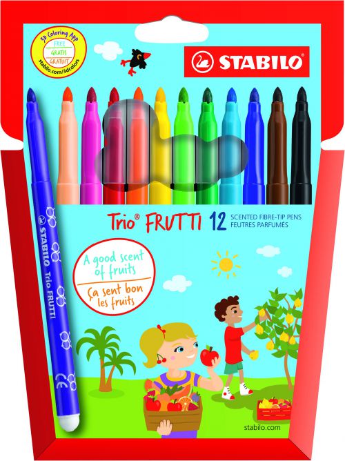 STABILO Trio FRUTTI Scented Felt Tip Pen 2mm Line Assorted Colours (Wallet 12)