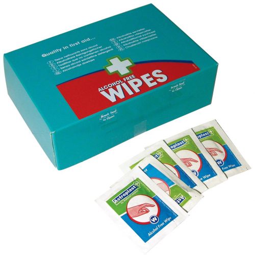 Alcohol Free Wipes. Individually wrapped disposable wipes for cleaning in and around cuts, scrapes & grazes. As recommended by HSE regulations to be contained within a first aid kit.