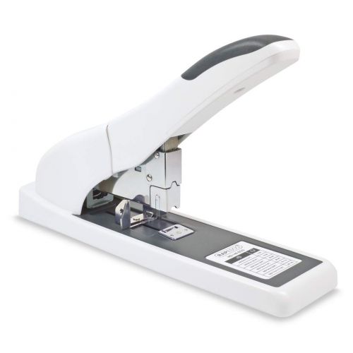 The ECO HD-140 Heavy Duty Stapler takes the effort out of stapling up to 140 sheets (80gsm). This powerful stapler is finished in an attractive soft white colour and manufactured from a high level of recycled plastic. With full strip, push-button front-loading this stapler also features a soft feel rubber handle grip for user comfort and non-slip rubber feet for added desktop stability - particularly useful when stapling larger stacks - and has a unique paper guide locking system. Backed by a 25 year guarantee.