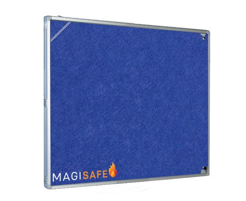Magiboards Fire Retardant Blue Felt Lockable Noticeboard Display Case Portrait 600x900mm - GX1A02PFRBLU