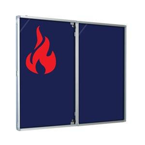 Lockable FRB Notice Boards are fully flame retardant. This means that not only the fabric material, but the backboard itself is also flame retardant. The display cabinets are light and easy to use. Only the most secure materials are used: The see through doors are made of APET which is shatterproof and offers excellent visibility. This material is commonly used in bus shelters and riot shields. There are one and two door variants depending on the size and weight of the board. You can choose from a lockable see through door with a wood effect frame or an aluminium frame.Noticeboards are used in many environments. The doors give added protection against spread of flames during a fire and are a prerequisite for noticeboards placed in public corridors and fire exits.. The lockable doors also make them tamperproof and they are widely used in schools and colleges.