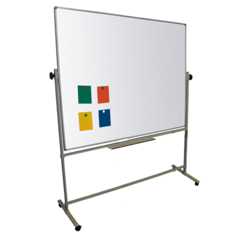 Magiboards Mobile Double Sided Magnetic Coated Steel Whiteboard Aluminium Frame 1200x900mm - MC2007 Drywipe Boards 32236MA