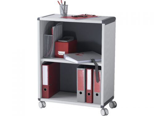 Fast Paper Mobile Bookcase 2 Compartment Polystyrene 4-Castors Grey/Charcoal FDM2K211