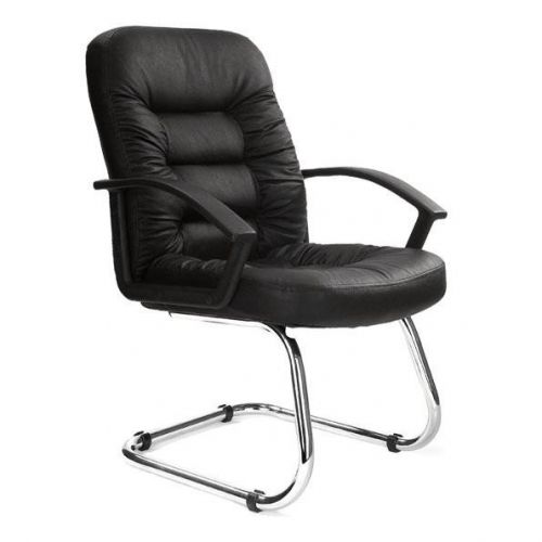 Fleet C Chrome Cantilever Framed Lther Faced Armchair BK