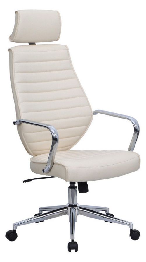 Atlas High Back Leather Effect Designer Chair Cream