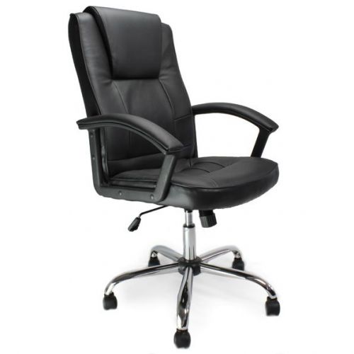 Lynton High Back Lther Faced Exec Armchair Alloy Base BK