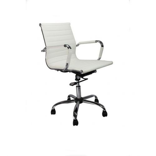 Aura Leather Effect Exec Armchair With Chrome Base White