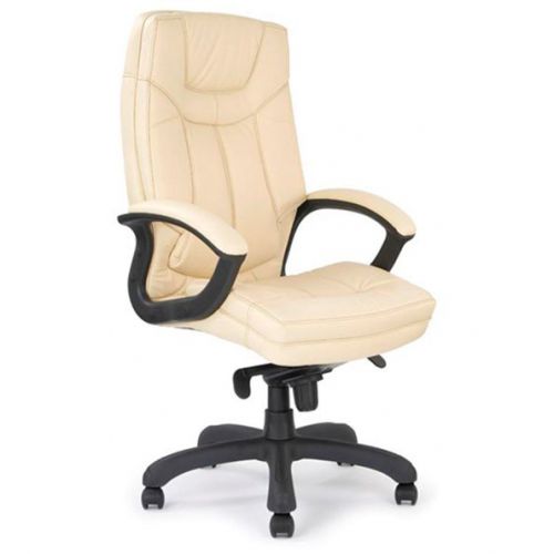 Hudson Hi Bck Lthr Faced Exec Armchair Cntrst Stching CM