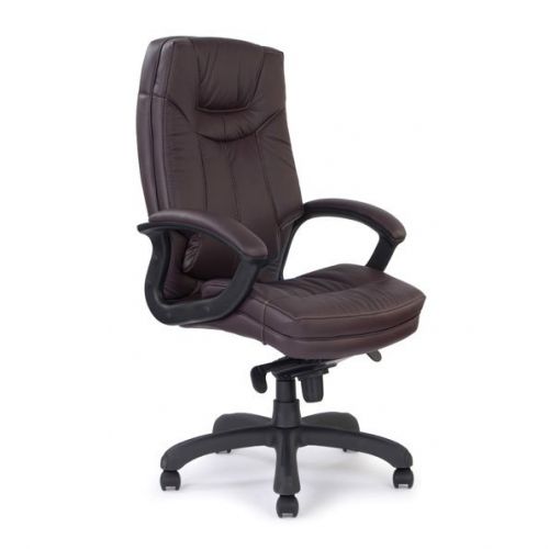 Hudson Hi Bck Lthr Faced Exec Armchair Cntrst Sttching BY