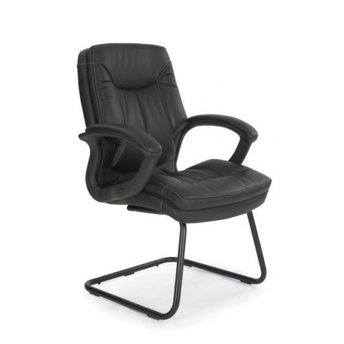 Hudson C Cantilever Frmed Leather Faced Armchair BK