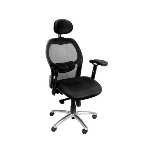 Hermes Hi Bck Mesh Exec Armchair Headrest & Chrme Base BK