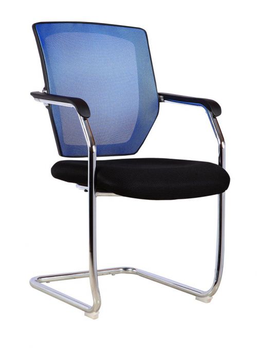 Medium Back Mesh Cantilever Chair Blue
