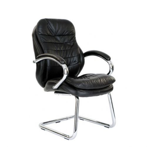 Santiago C Chrome Cantilever Framed Leather Armchair BK