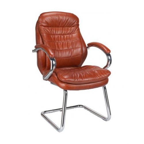 Santiago C Chrome Cantilever Framed Leather Armchair Tan
