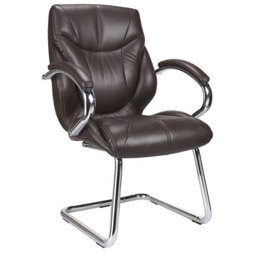 Sandown C Chrome Cantilever Framed Leather Armchair Brown
