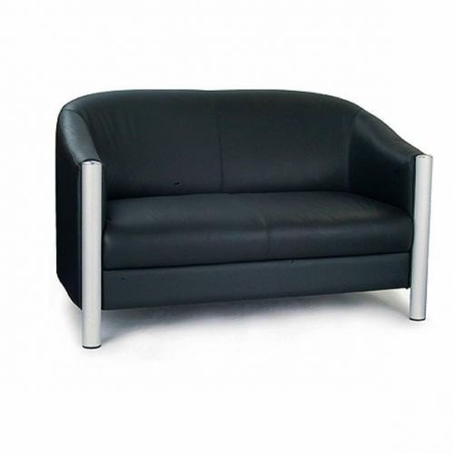 Napa Quality Leather Faced Two Seater Tub Sofa Black