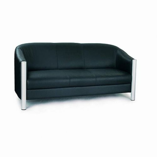 Napa Quality Leather Faced Three Seater Tub Sofa Black