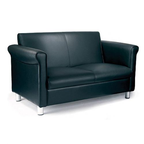 Florence 1St Quality Leather Faced Two Seater Sofa Black