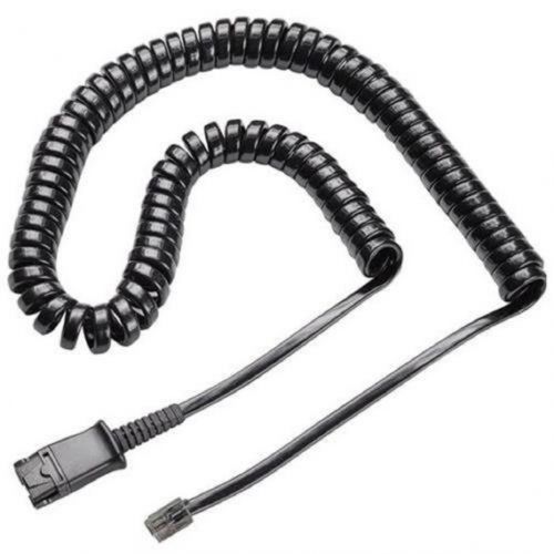 8PO784S2AA | This coiled cord connects any H-Series headset with Quick-Disconnect plug to compatible Plantronics amplifiers, or phones with compatible headset ports. It has a clear RJ11 plug at one end with a quick disconnect at the other.