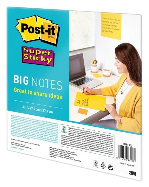 Post-it Super Sticky Big Notes 279x279mm Yellow (Pack of 30) BN11-EU