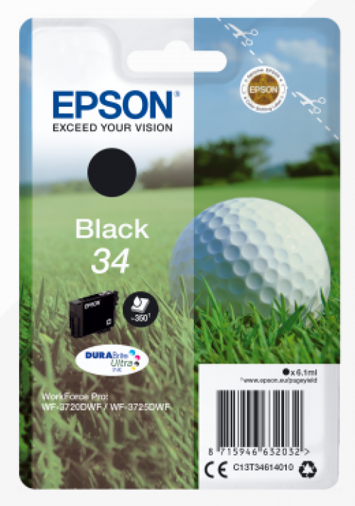 Epson 34 Golfball Black Standard Capacity Ink Cartridge 6ml - C13T34614010