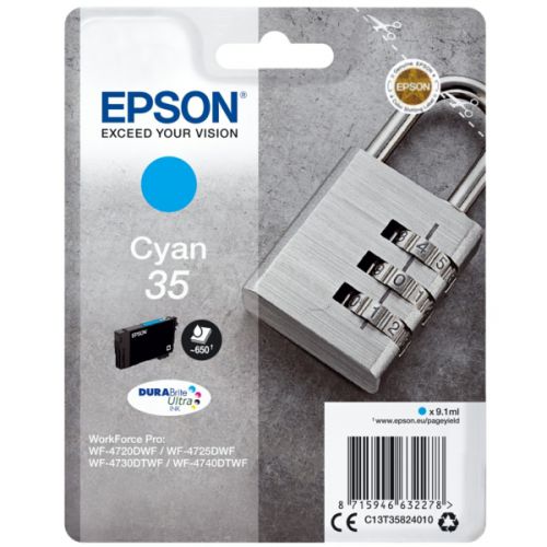 Epson 35 Padlock Cyan Standard Capacity Ink Cartridge 9ml - C13T35824010