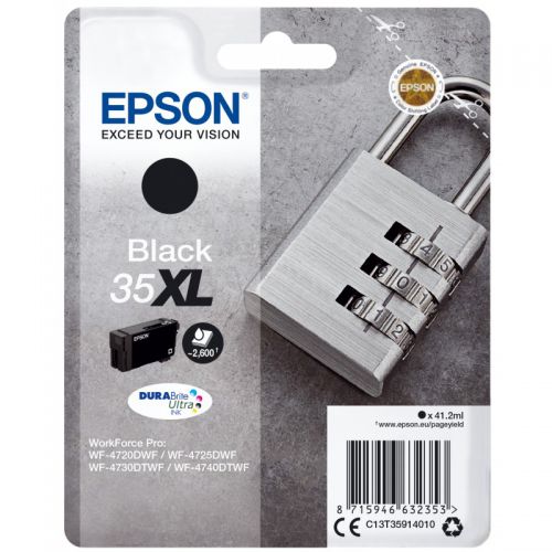 Epson 35XL Padlock Black High Yield Ink Cartridge 41ml - C13T35914010
