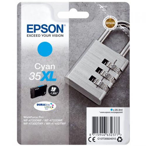 Epson 35XL Padlock Cyan High Yield Ink Cartridge 20ml - C13T35924010  EPT35924010