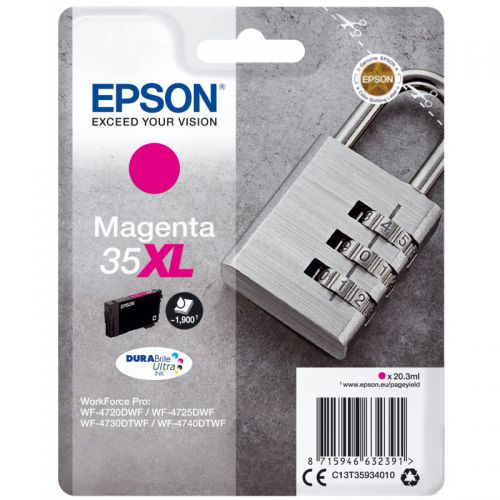 Epson 35XL Padlock Magenta High Yield Ink Cartridge 20ml - C13T35934010  EPT35934010