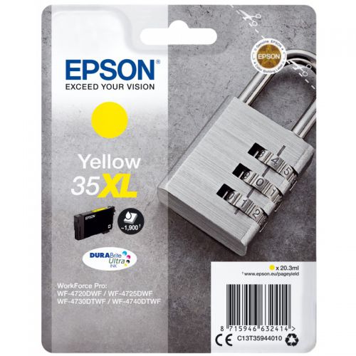 Epson 35XL Padlock Yellow High Yield Ink Cartridge 20ml - C13T35944010  EPT35944010