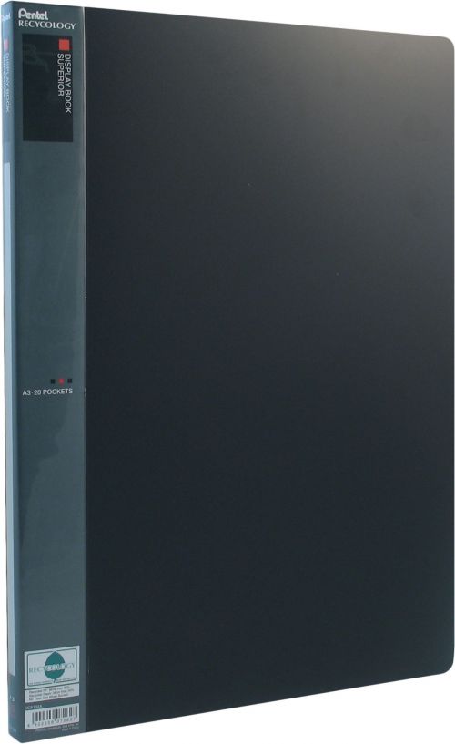 Pentel A3 Superior Display Book 20 Pocket Black - DCF132A Display Books 17413PE