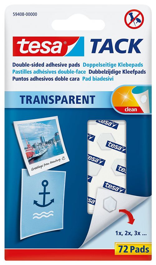 Tesa Tack Double Sided Adhesive Pads Transparent (Pack 72)