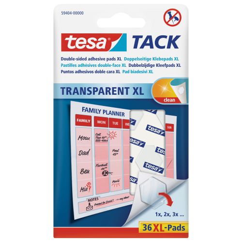 Tesa Tack XL Double Sided Adhesive Pads Transparent (Pack 36)