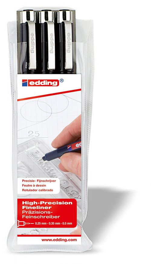 Edding 1800/3 S Profipen Set Black PK3