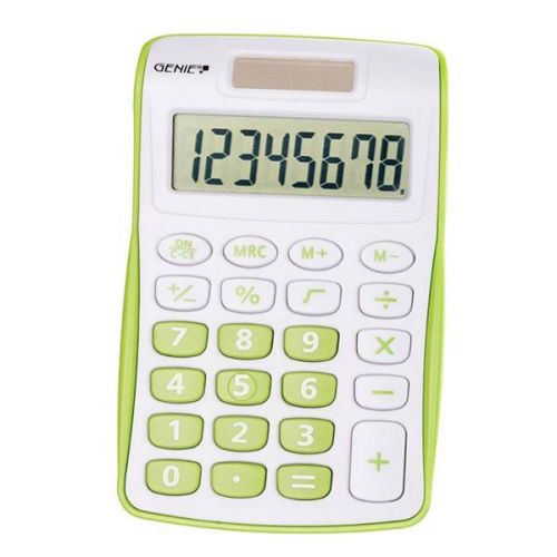 Portable Catiga Green Handheld Calculator DK-063D Compact Built-in Cover Educational Calculator for On-The-Move Use or Learning Purpose 