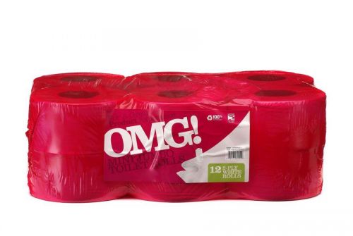 OMG Mini Jumbo White Toilet Rolls (Pack 12)