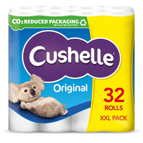 Cushelle White Toilet Roll 2 Ply 180 Sheets Per Roll [Pack 32]