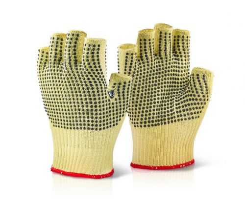 Click Kevlar Fingerless Dotted Glove Size 10 Pack 10 Pairs