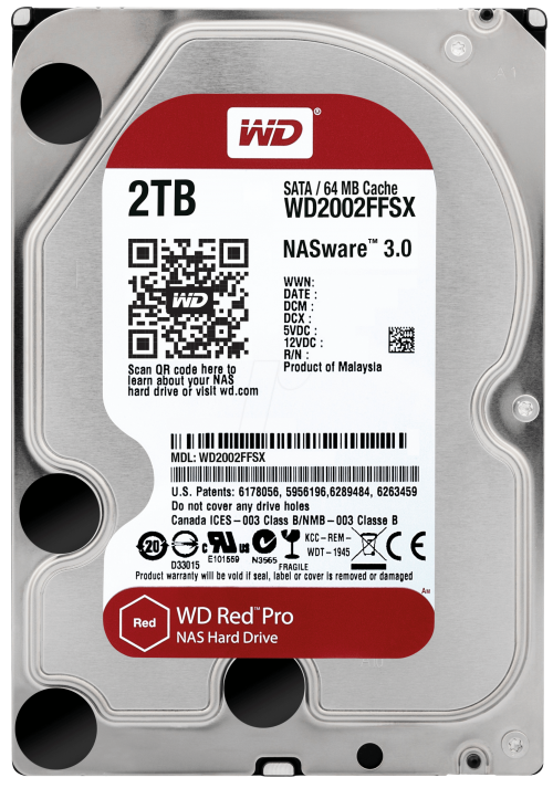 WD Red Pro 2TB interne Festplatte SATA 6Gb/s 64MB Cache 8,9 cm 3,5 Zoll 24x7 7200Rpm optimiert für SOHO NAS Systeme 1-16 Bay HDD BULK WD2002FFSX 