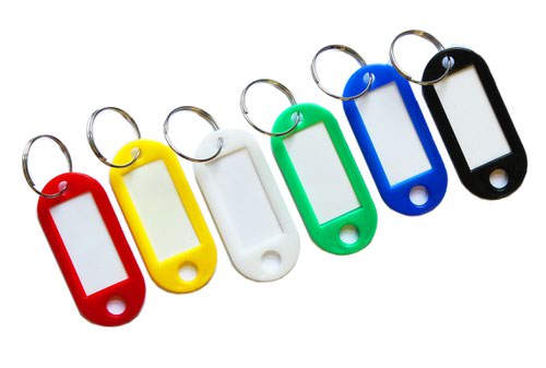 50 Pack Plastic Key Tags with Container Key Labels with Ring and Label Durable 