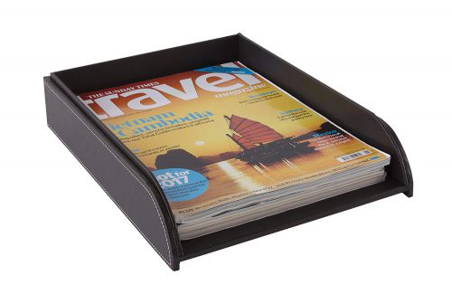 Osco Faux Leather Letter Tray Brown