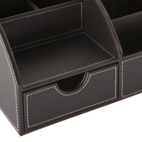 Osco Faux Leather Desk Organiser Brown