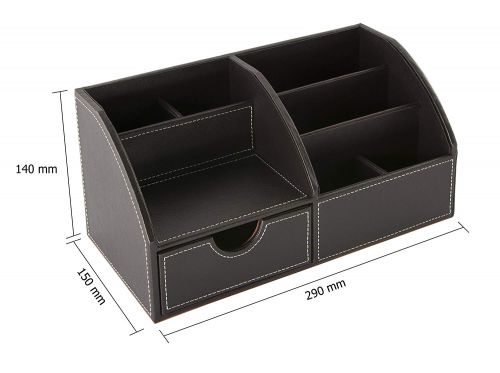 Osco Faux Leather Desk Organiser Brown