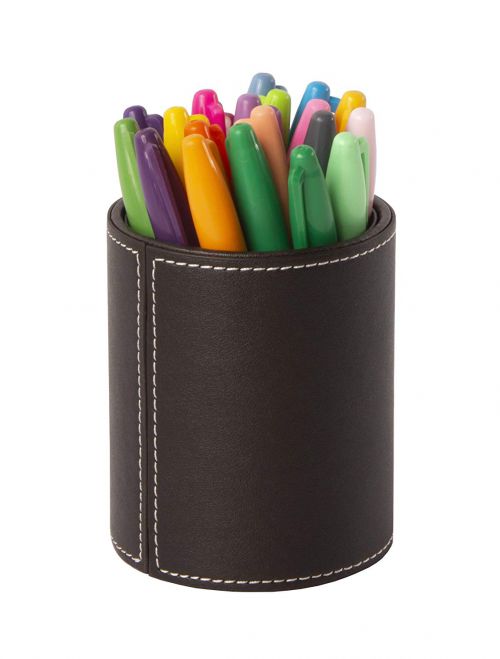 Osco Faux Leather Pen Pot Brown