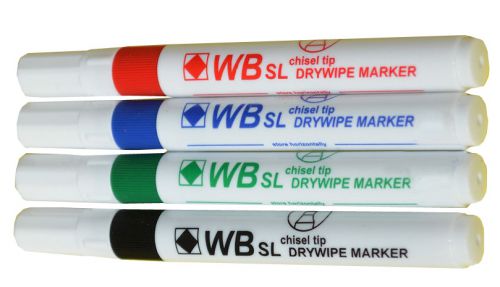 ValueX Whiteboard Marker Chisel Tip 2-5mm Line Assorted Colours (Pack 4) - 8720WT4