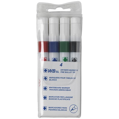18813HA - ValueX Whiteboard Marker Bullet Tip 1mm Line Assorted Colours (Pack 4) - 8740wt4