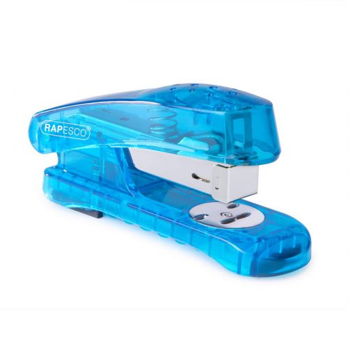 This half strip, top loading stapler comes with a neat staple storage chamber in the base. Its brightly coloured casing is transparent to add a bit of fun and playfulness to its design. capacity: 20 sheets (80gsm).